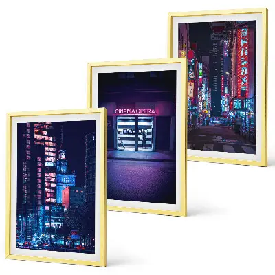 Night city neon entrance wall art set 
