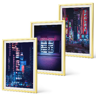 Wall art set Night city neon entrance