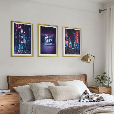 Wall art set Night city neon entrance