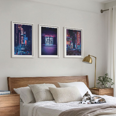 Wall art set Night city neon entrance
