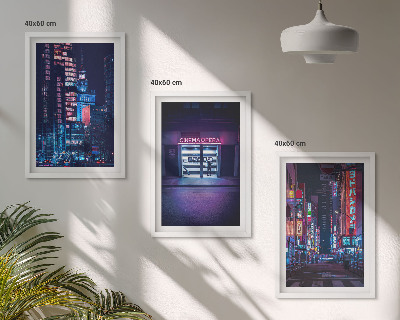Wall art set Night city neon entrance