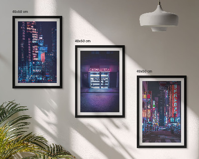 Wall art set Night city neon entrance