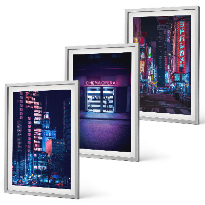 Wall art set Night city neon entrance