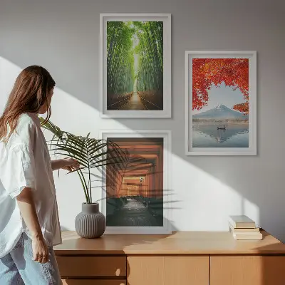 Fuji Bamboo Forest landscape wall art set 