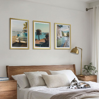 Three-piece wall art piece Holiday palm trees waterfall