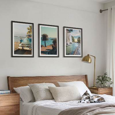 Three-piece wall art piece Holiday palm trees waterfall