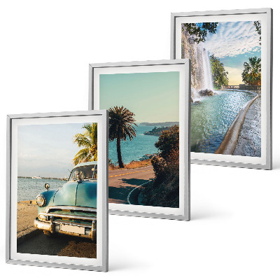 Three-piece wall art piece Holiday palm trees waterfall
