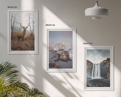 Set of 3 framed wall art pieces Wild mountain landscapes