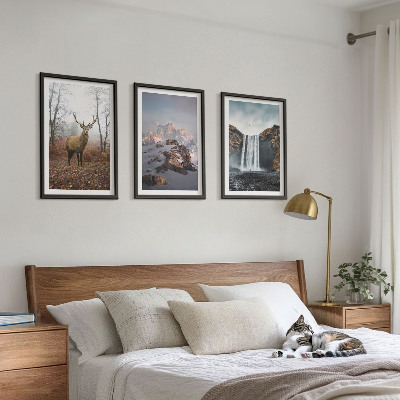 Set of 3 framed wall art pieces Wild mountain landscapes