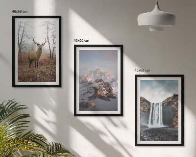 Set of 3 framed wall art pieces Wild mountain landscapes