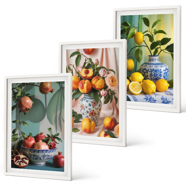 Wall art set Pomegranates, peaches, lemons