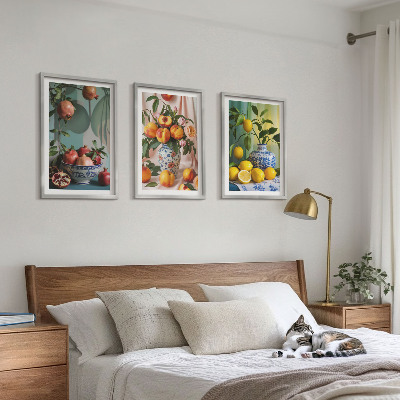 Wall art set Pomegranates, peaches, lemons