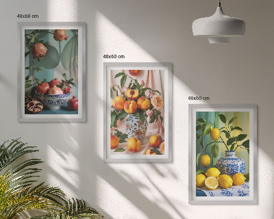 Wall art set Pomegranates, peaches, lemons
