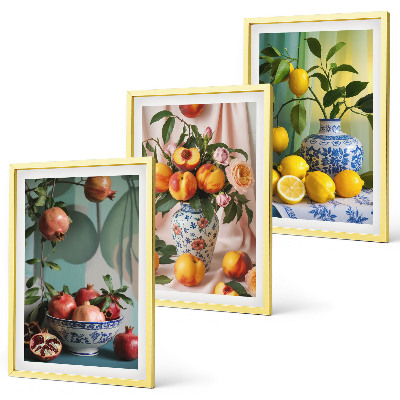 Wall art set Pomegranates, peaches, lemons