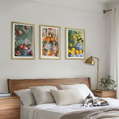 Wall art set Pomegranates, peaches, lemons