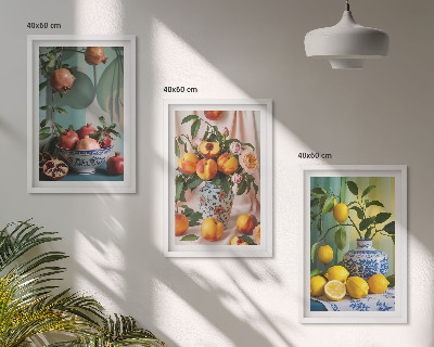 Wall art set Pomegranates, peaches, lemons
