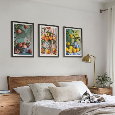 Wall art set Pomegranates, peaches, lemons