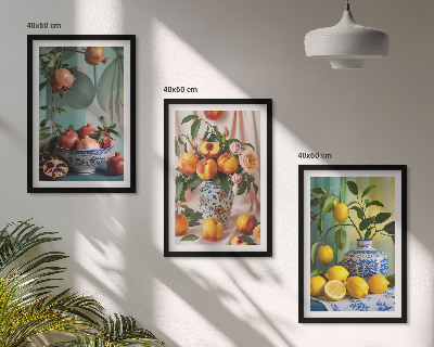 Wall art set Pomegranates, peaches, lemons