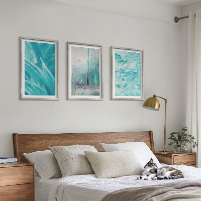 Wall art set Blue shades abstract patterns