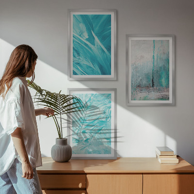 Wall art set Blue shades abstract patterns