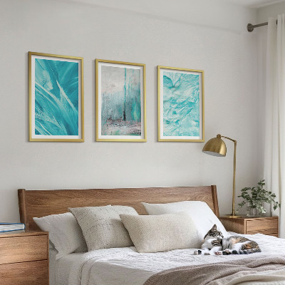 Wall art set Blue shades abstract patterns