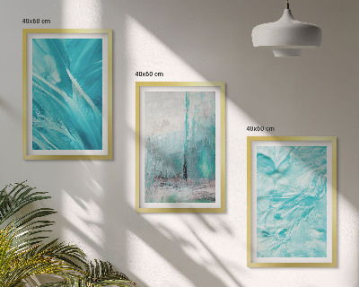 Wall art set Blue shades abstract patterns