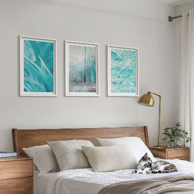 Wall art set Blue shades abstract patterns