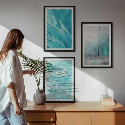 Wall art set Blue shades abstract patterns