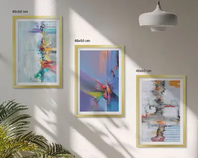 Abstract painting composition wall art three-piece set