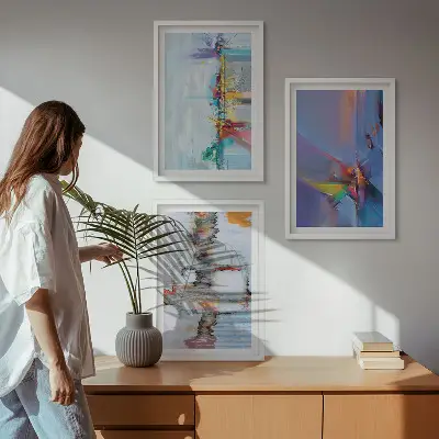 Abstract painting composition wall art three-piece set