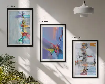 Abstract painting composition wall art three-piece set