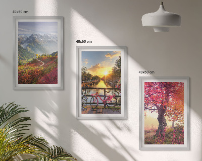 Wall art set Mountain landscapes by bike