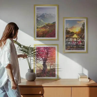 Mountain landscapes by bike wall art set