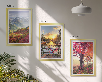 Wall art set Mountain landscapes by bike