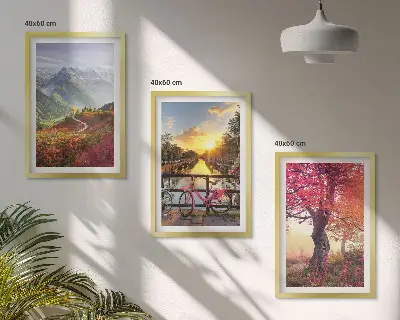 Mountain landscapes by bike wall art set