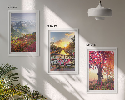 Wall art set Mountain landscapes by bike