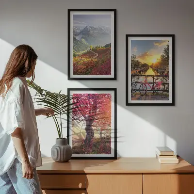 Mountain landscapes by bike wall art set