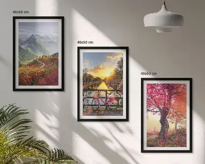 Mountain landscapes by bike wall art set