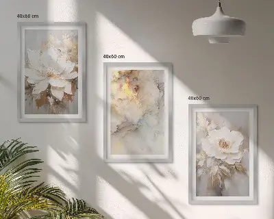 Three-piece abstract flower wall art bright background design