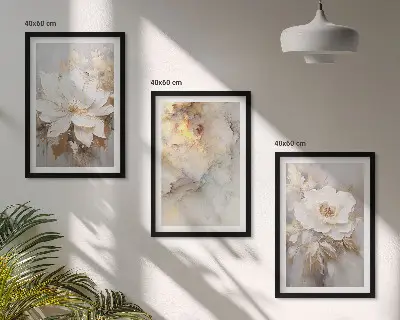 Three-piece abstract flower wall art bright background design