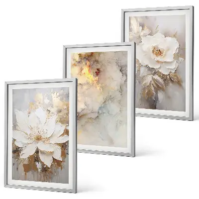 Three-piece abstract flower wall art bright background design