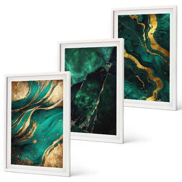 Set of 3 framed wall art pieces Elegant stone patterns