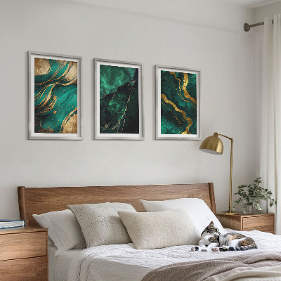 Set of 3 framed wall art pieces Elegant stone patterns