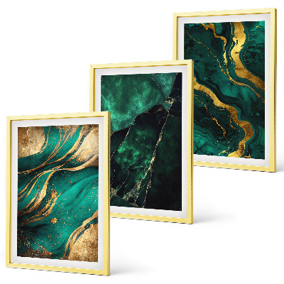 Set of 3 framed wall art pieces Elegant stone patterns