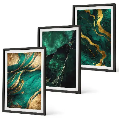 Set of 3 framed wall art pieces featuring elegant stone patterns