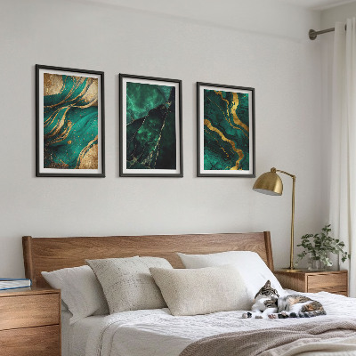 Set of 3 framed wall art pieces Elegant stone patterns