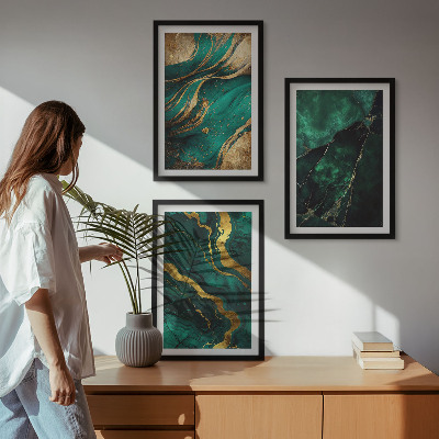 Set of 3 framed wall art pieces Elegant stone patterns