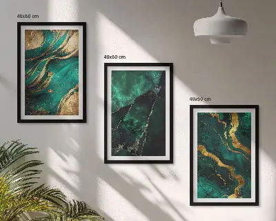 Set of 3 framed wall art pieces featuring elegant stone patterns