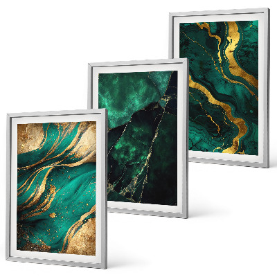 Set of 3 framed wall art pieces Elegant stone patterns