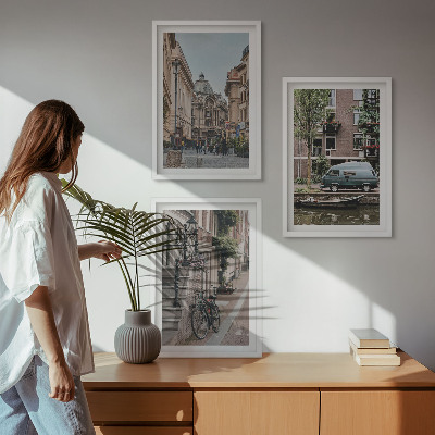 Wall art set City views of buildings